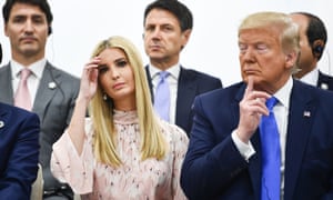 Donald and Ivanka Trump attend an event on women’s empowerment during the G20 Summit in Osaka on 29 June.