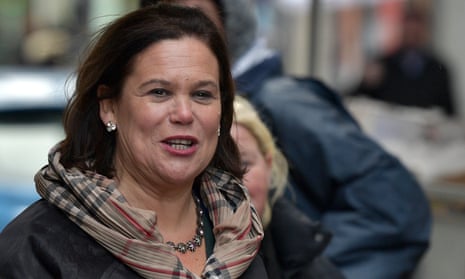 Mary Lou McDonald greets supporters in Dublin in February. 