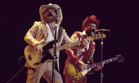 Dusty Hill and Billy Gibbons of ZZ Top during ZZ Top in Concert at the Atlanta-Fulton County Stadium - June 5, 1976