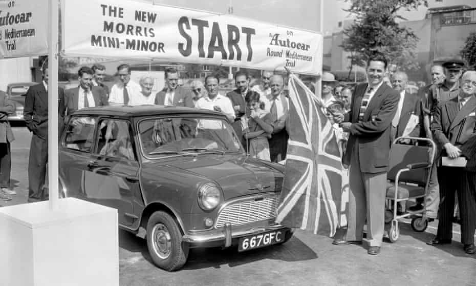 A new Morris Mini-Minor about to set off on a round-the-Mediterranean trial run, 26 August 1959.