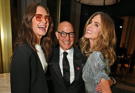 (L to R) Brooke Shields, Stanley Tucci and Trinny Woodall in London on 12 March.