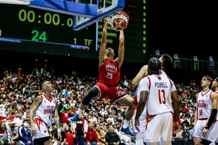 Japeth Aguilar of Barangay Ginebra San Miguel dunks during Game 7 of the PBA Commissioner’s Cup