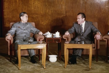 President Richard Nixon drinking tea with Zhou