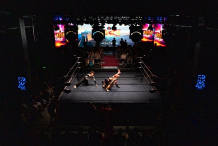Wrestlers at the MKW event in Beijing on Saturday.