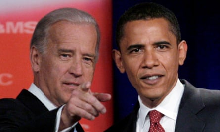 Joe Biden and Barack Obama before a presidential primary debate in 2007.