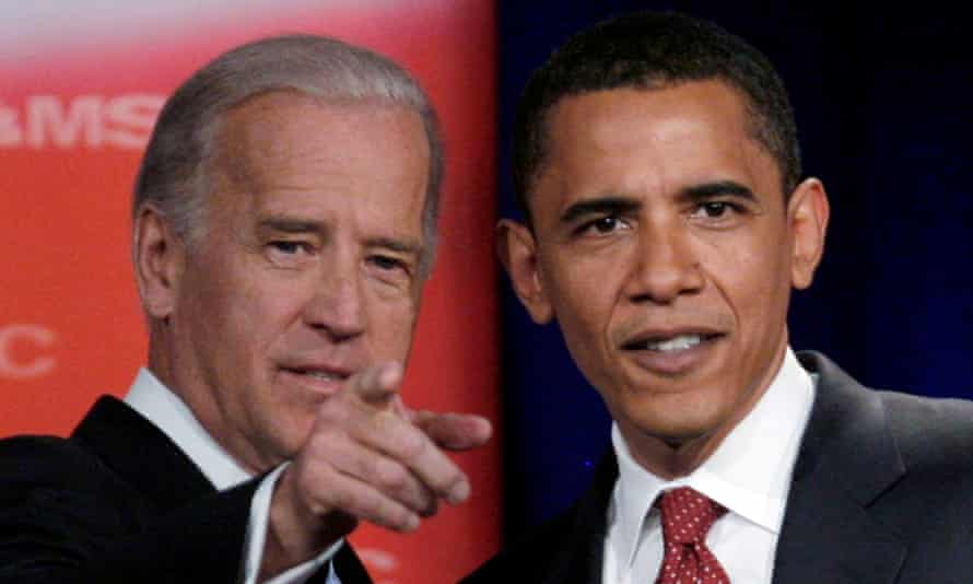 Joe Biden and Barack Obama before a presidential primary debate in 2007.
