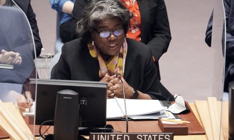 Linda Thomas-Greenfield, the U.S. ambassador to the United Nations, addressing the United Nations Security Council at UN HQ in New York last week.