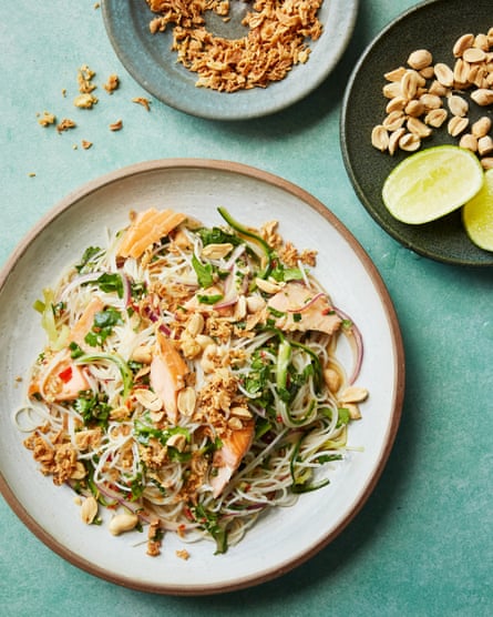 Justin Tsang’s salmon noodle salad.