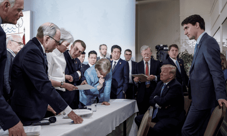 Justin Trudeau, Donald Trump, Angela Merkel and other world leaders at the G7 summit.