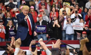 Trump at his rally in Des Moines on Thursday night.