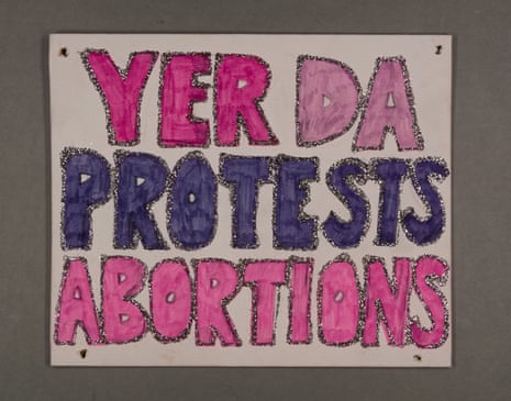 To the point … an abortion rights placard from the Queen Elizabeth University Hospital protest.