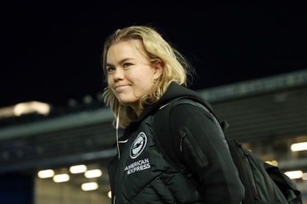 Olaug Tvedten before Brighton’s match against Everton at Goodison Park.