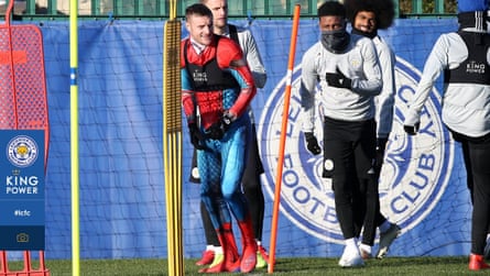 Jamie Vardy turns up to training dressed as Spider-Man