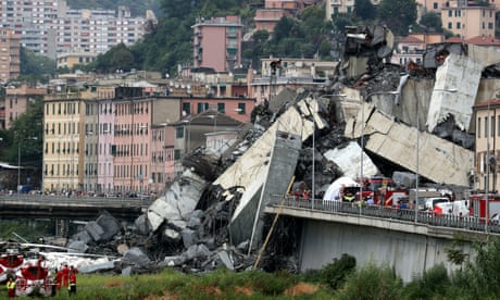 The collapsed Morandi Bridge in Genoa, Italy