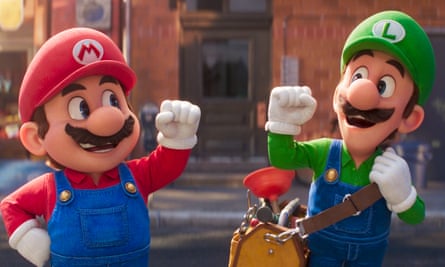 Plumbers Mario and Luigi in The Super Mario Bros Movie.