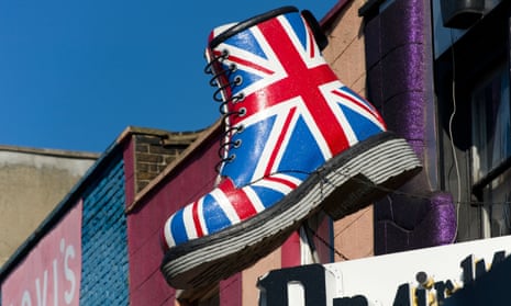 Giant Dr Martens boot at shop in Camden, London.