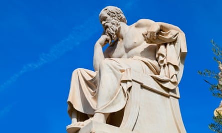 A statue of Socrates outside the Academy of Athens, Greece