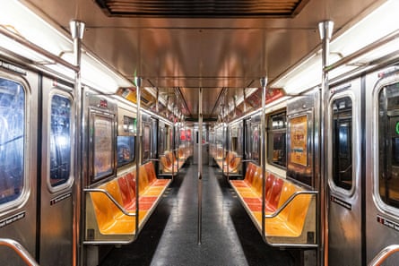 An empty subway train is seen during the outbreak of coronavirus.