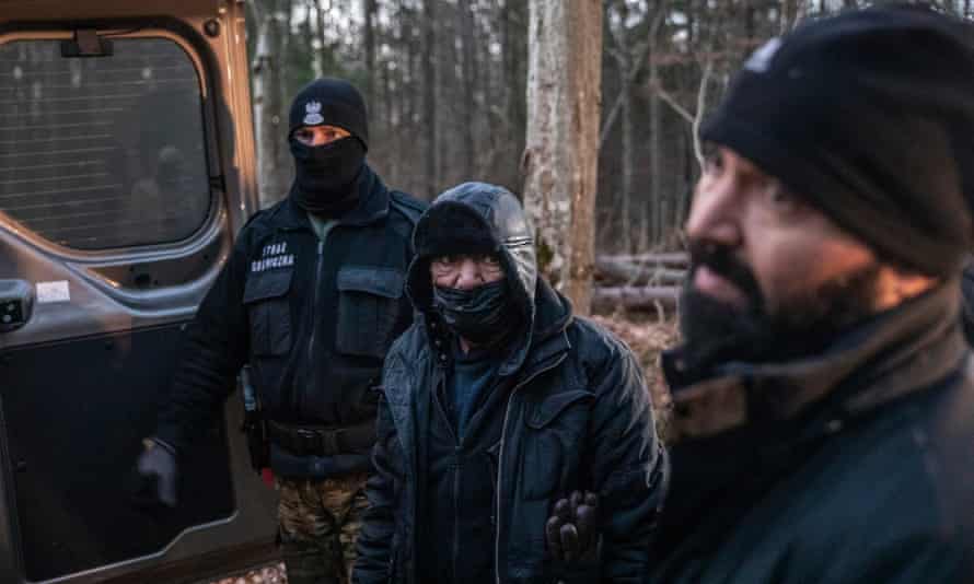 Polish border guards in action near the border
