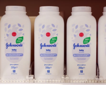 Bottles of babe powder connected a shelf