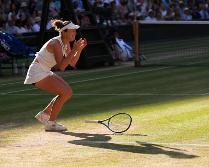 Linda Noskova fends off Karolina Muchova fightback to win first grand slam title at Wimbledon
