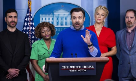 Jason Sudeikis at the White House in March, with fellow Ted Lasso cast members.