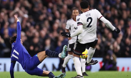 Graham Potter says Chelsea are ‘suffering’ but pleads for patience | Chelsea 1 João Félix sees red for this wild challenge on Kenny Tete.