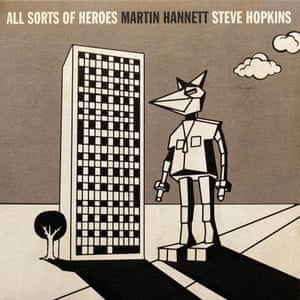 The cover of All Sorts Of Heroes by Martin Hannett and Steve Hopkins, showing a giant robot fox next to a tower block