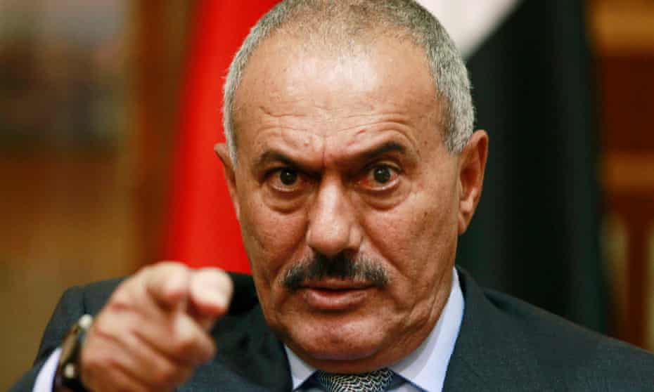 Ali Abdullah Saleh at a press conference in the Yemeni capital Sana’a in 2011. He likened his surviva technique to ‘dancing on the heads of snakes’.