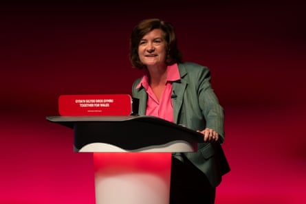 Eluned Morgan speaking at the Welsh Labour conference