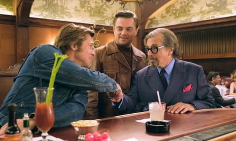 Brad Pitt, left, Leonardo DiCaprio and Al Pacino in Once Upon a Time in Hollywood.