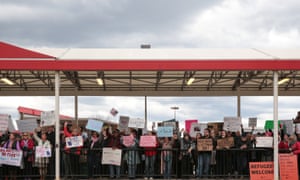 Demonstrators at anti-Donald Trump travel ban protests outside Hartsfield-Jackson Atlanta International Airport in Atlanta.