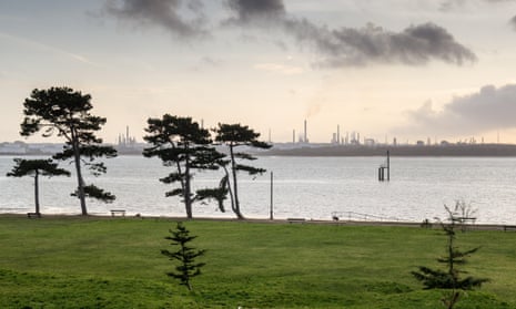 Esso’s Fawley oil refinery. from Netley Country Park on the shores of Southampton Water.
