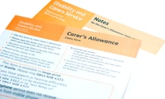 Forms for applying for carer's allowance.