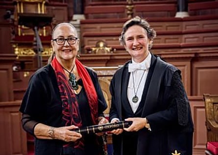 Mākereti’s descendant June Northcroft Grant with Prof Irene Tracey, vice-chancellor of the University of Oxford after receiving Mākereti’s posthumous degree.