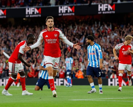 Kai Havertz (centre) opens the scoring for Arsenal