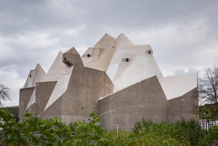 Modernist structure – a famous church in Germany on a cloudy day