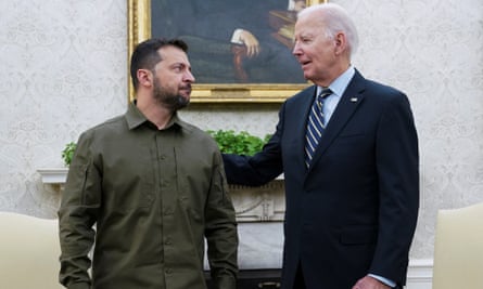 Volodymyr Zelenskiy and Joe Biden.