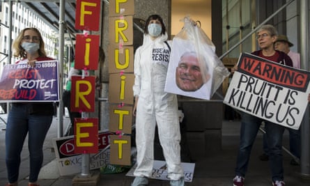 Activists in New York protest against Scott Pruitt.