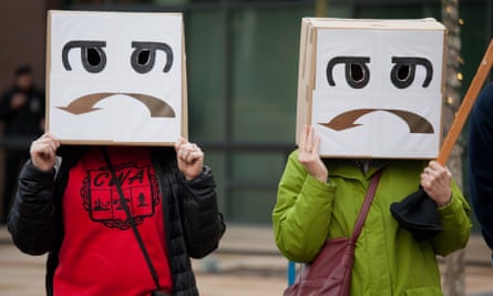 Demonstrators wear costumes during a protest at Amazon.com Inc. headquarters in Seattle, Washington