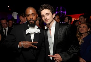 LaKeith Stanfield and Timothée Chalamet attend the 2025 Vanity Fair Oscar Party