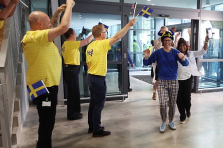 The first customers walk through the door.