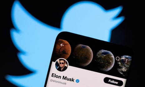 Elon Musk's twitter account and the Twitter logo