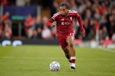 Liverpool's Rio Ngumoha runs with the ball