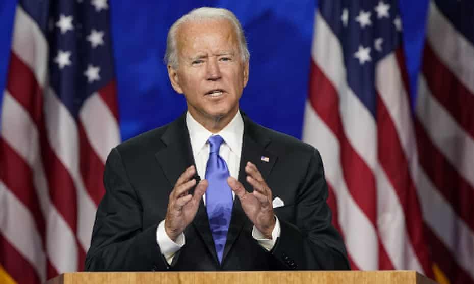 Joe Biden speaks during the Democratic National Convention, 20 August 2020.