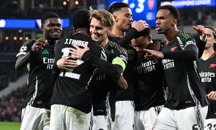 Arsenal celebrate against PSV