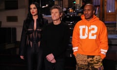 BESTPIX: Saturday Night Live - Season 47<br>SATURDAY NIGHT LIVE -- Willem Dafoe, Katy Perry Episode 1817 -- Pictured: (l-r) Musical guest Katy Perry, host Willem Dafoe, and Chris Redd during promos in Studio 8H on Thursday, January 27, 2022 -- (Photo by: Rosalind O'Connor/NBC/NBCU Photo Bank via Getty Images)