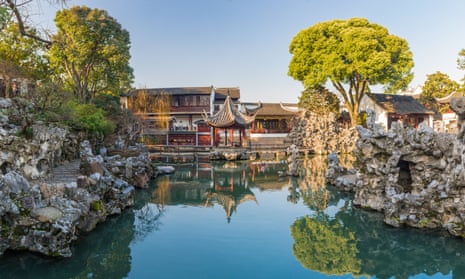 Lion forest garden (shiziin) in Suzhou, China. UNESCO heritage site.
