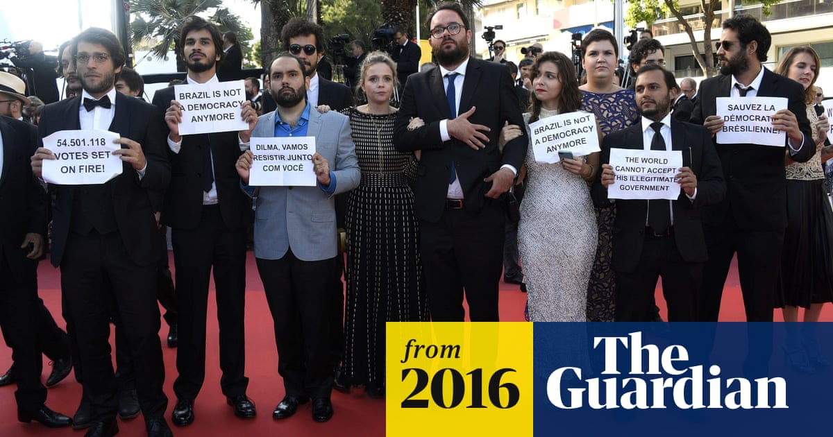 Brazil Is Not A Democracy Cannes Contender S Cast Stage Red Carpet Protest Cannes 16 The Guardian Brazil Is Not A Democracy Cannes Contender S Cast Stage Red Carpet Protest Cannes 16 The Guardian