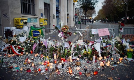 Tributes outside the Bataclan theatre, 15 November 2015, two days after the Paris terrorist attacks.